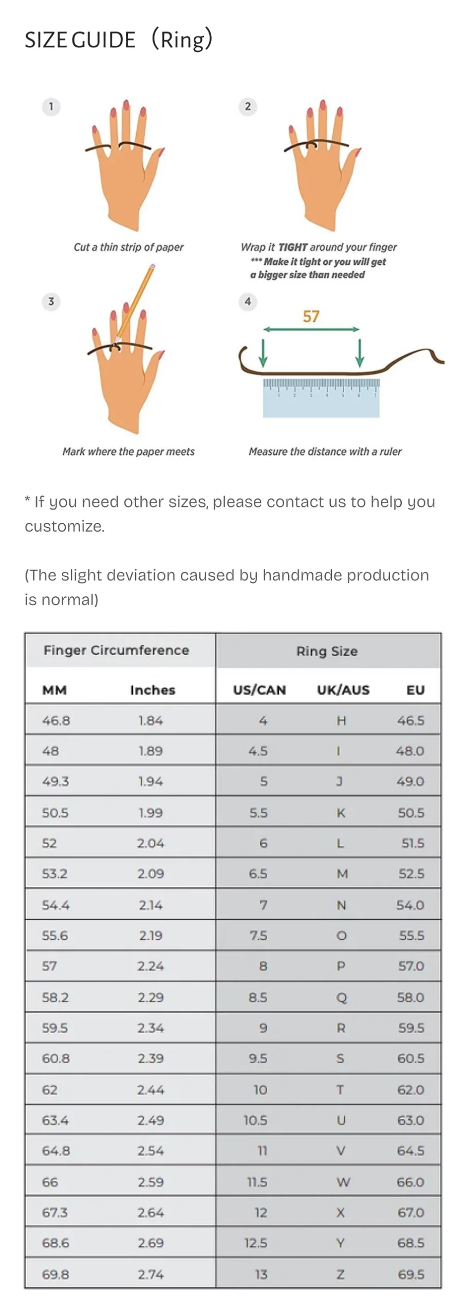 Ring Size Guide - How to Measure Finger Size at Home