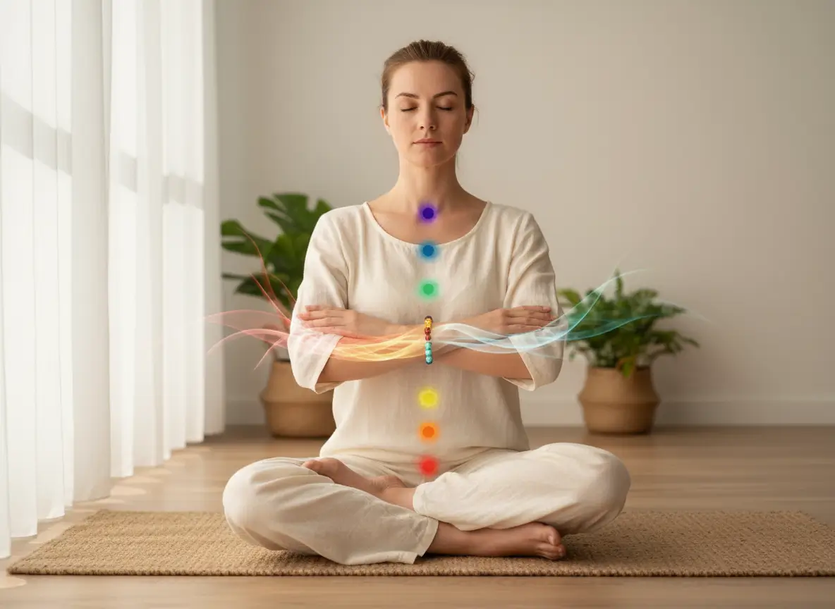 7 Chakra Stone Bracelet Meditation Scene 7 chakra stone bracelet meditation scene