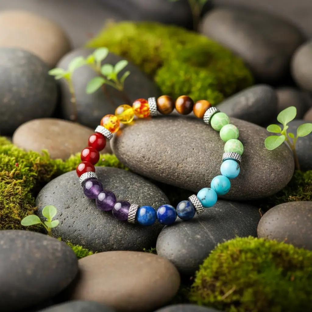 7 Chakra Stone Bracelet Natural Background Product Picture 7 chakra stone bracelet natural background product picture