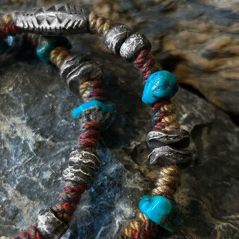 Boho Tribal Necklace Style – On Model, Turquoise & Himalaya-Inspired Beads Boho tribal necklace style – on model, turquoise & himalaya inspired beads