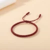 Tibetan Buddhist Knot Lucky Rope Bracelet – Handmade Blessed Protection Bracelet - Deep Red