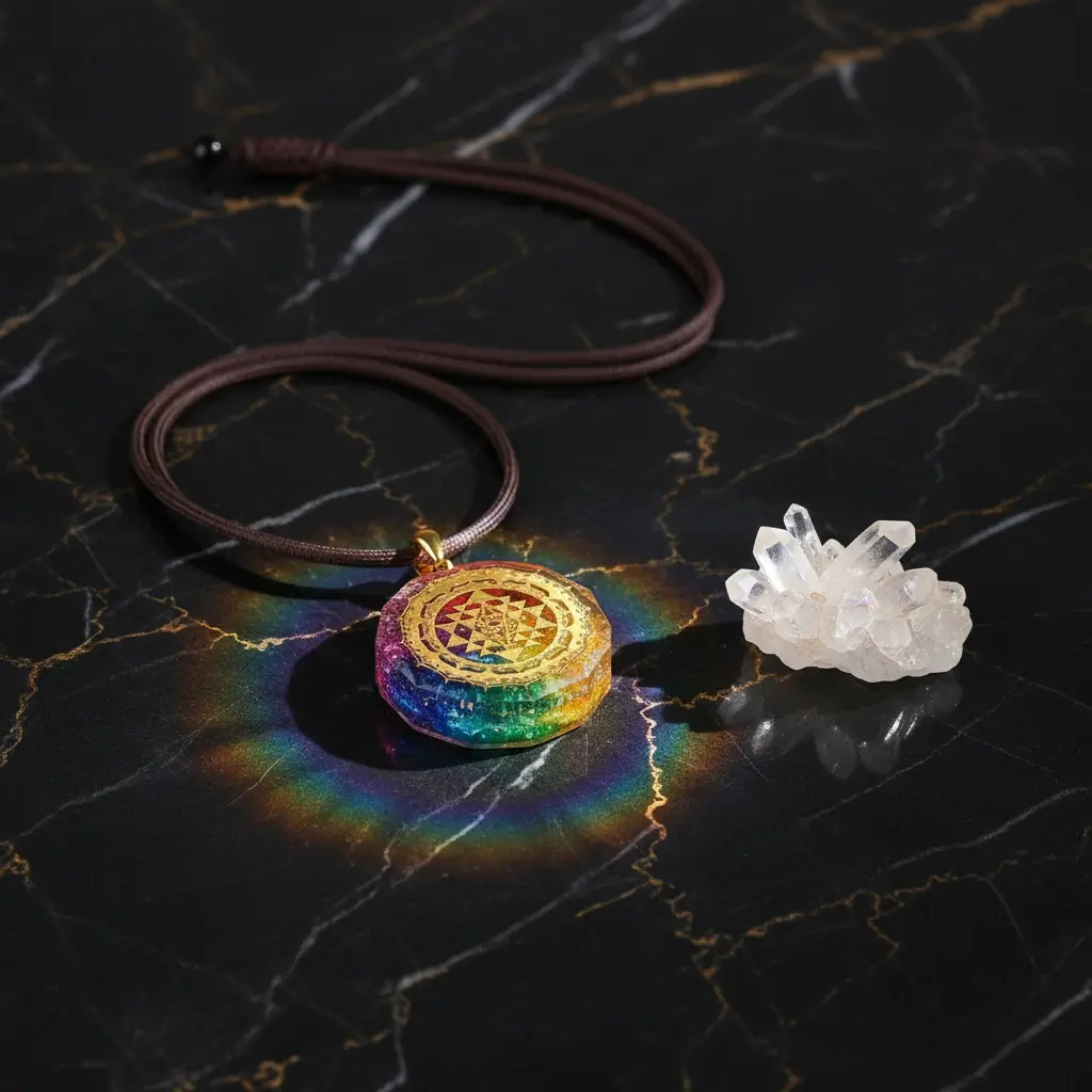Chakra Orgonite Necklace_Black Marble Gold Background Chakra Orgonite Necklace_Black Marble Gold Background