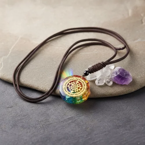 Chakra Orgonite Necklace_Natural Stone Gradient Background