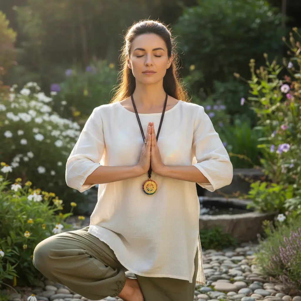 Chakra Orgonite Necklace_Yoga Meditation Scene Chakra Orgonite Necklace_Yoga Meditation Scene
