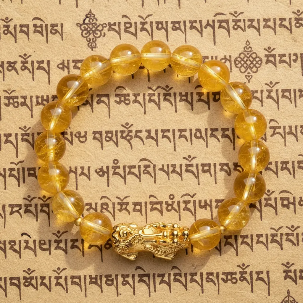 Pixiu bracelet with ancient Tibetan scripture background Pixiu bracelet with ancient tibetan scripture background