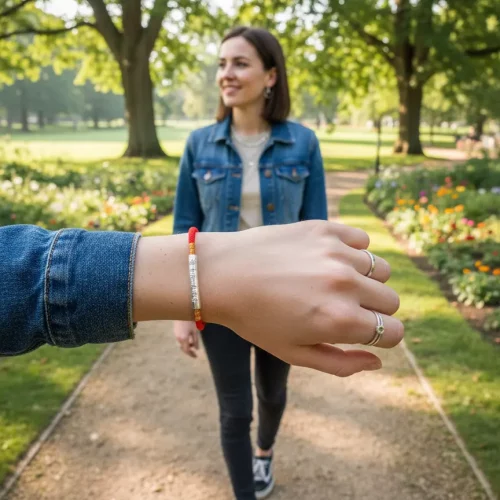 Silver red rope bracelet scene picture
