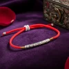 Tibetan Red String Bracelet for Luck & Protection - Silver