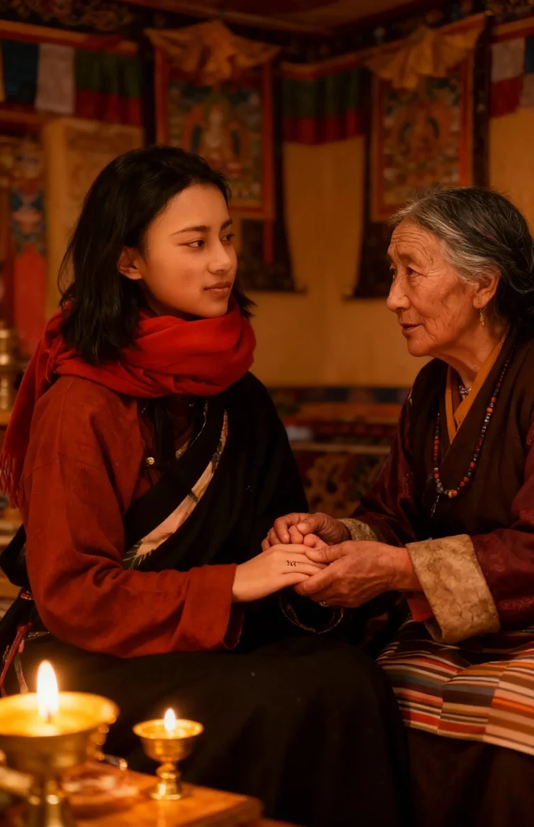 The founder and the old Tibetan woman