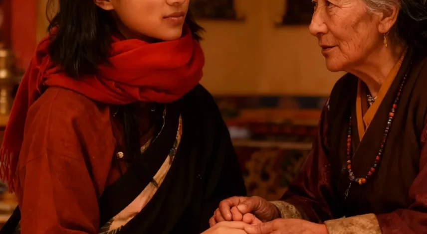 The founder and the old Tibetan woman