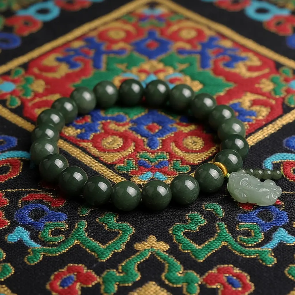 Tibetan Plant Motif Jade Bracelet Composition Tibetan plant motif jade bracelet composition