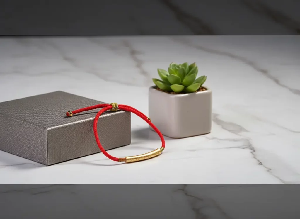 Tibetan Six Words Mantra Red String Bracelet with Gift Box and Succulent Tibetan Six Words Mantra Red String Bracelet with Gift Box and Succulent