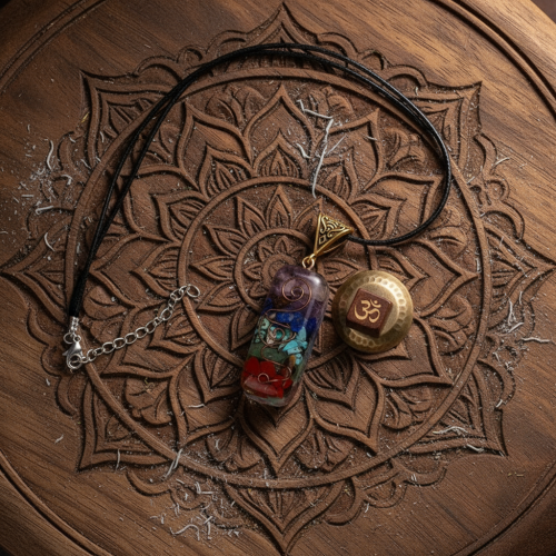 7 chakra crystal healing necklace with raw gemstones