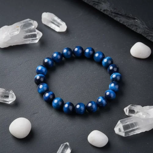 Blue tiger eye bracelet with crystal healing stones