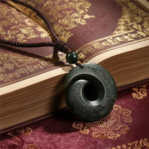 Chinese hetian jade pendant necklace ancient style carved jade jewelry