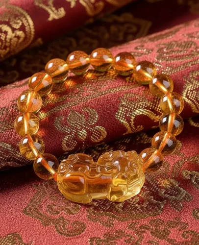 Citrine Pixiu Bracelet on Tibetan Fabric Citrine pixiu bracelet on tibetan fabric