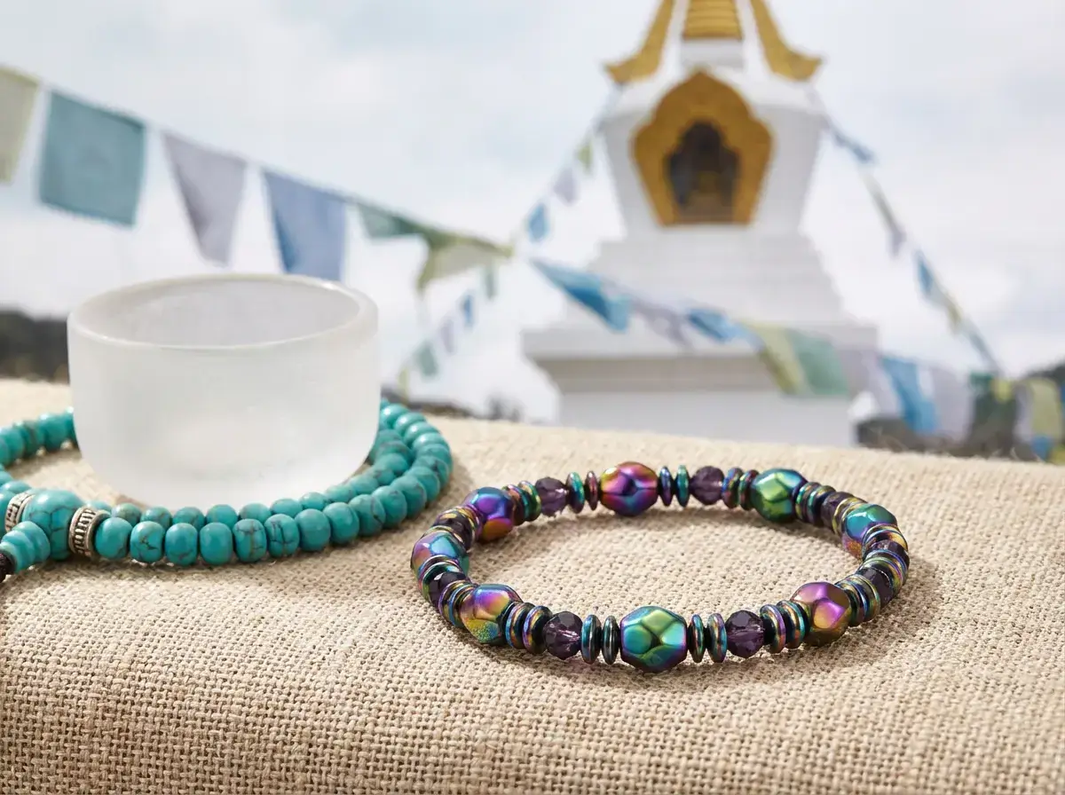 Colorful Chakra Bracelet with Crystal and Palo Santo Colorful chakra bracelet with crystal and palo santo