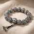 Handmade om mani padme hum silver bracelet buddhist meditation jewelry