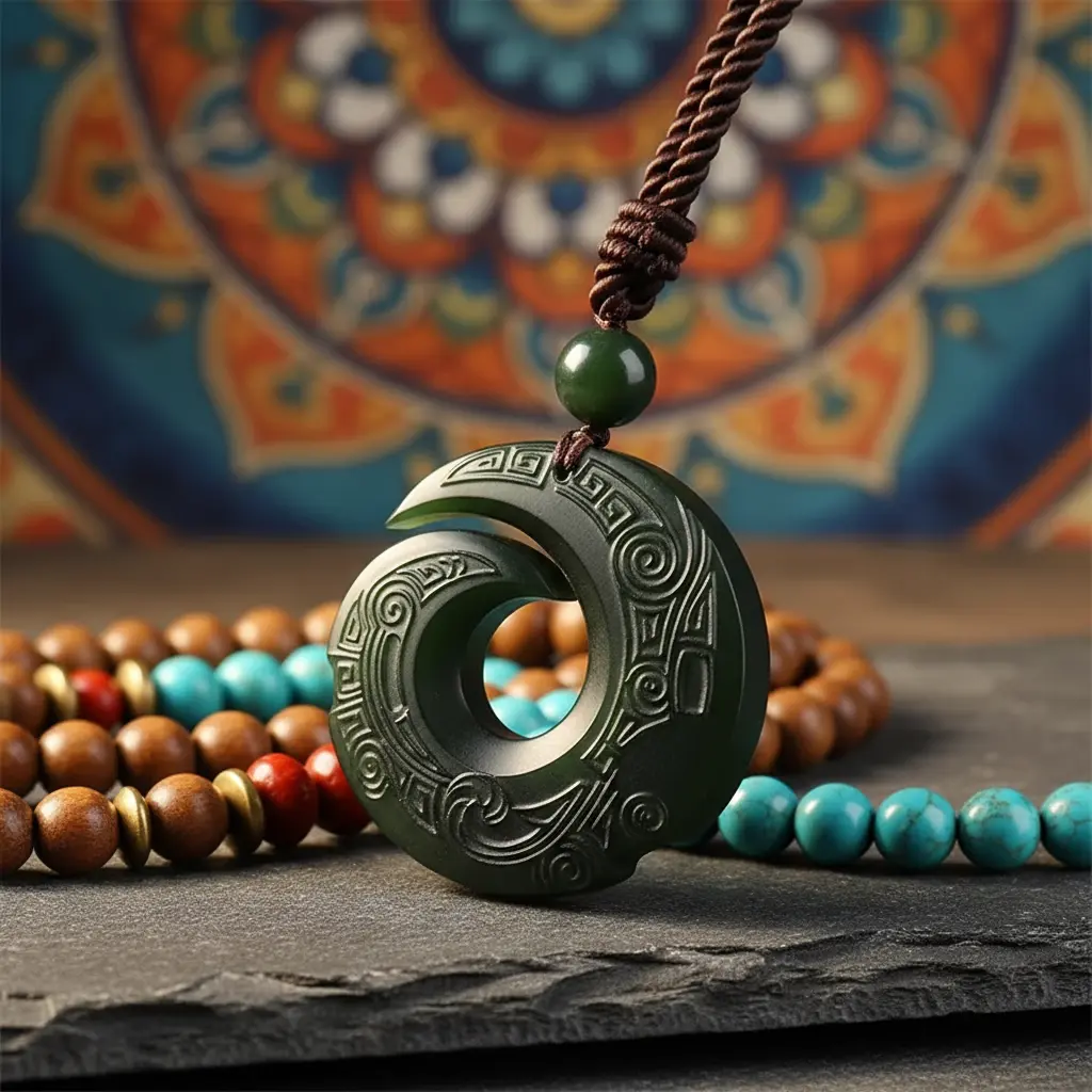 Hetian Jade Necklace with Carved Dragon Pattern - Traditional Chinese Jade Pendant Hetian jade necklace with carved dragon pattern traditional chinese jade pendant