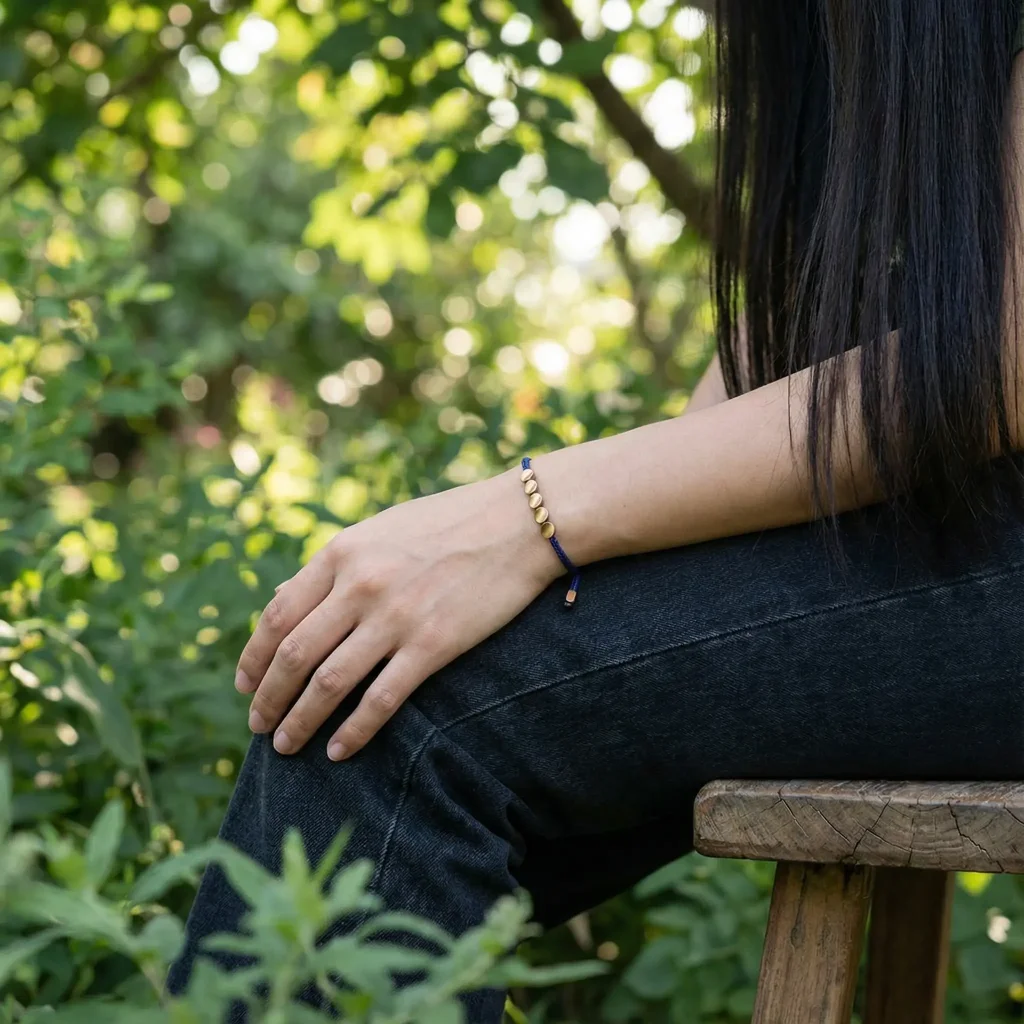 Navy Blue Buddhist Bracelet Garden Lifestyle - Natural Meditation Setting Navy blue buddhist bracelet garden lifestyle natural meditation setting