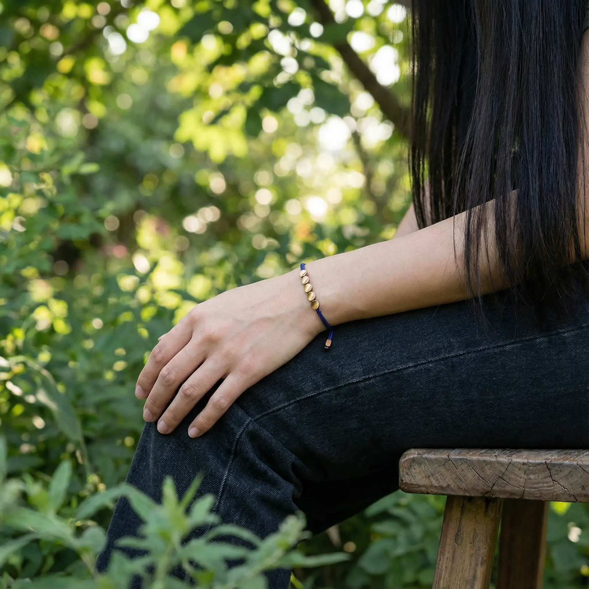 Navy Blue Buddhist Bracelet Garden Lifestyle - Natural Meditation Setting Navy blue buddhist bracelet garden lifestyle natural meditation setting