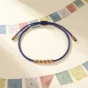 Five Lucky Beads Copper Bracelet - protection & good fortune - Blue
