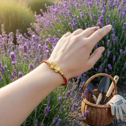 Pixiu protection bracelet garden lifestyle photography