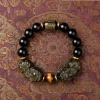 Double Pixiu Gold Obsidian Bracelet | Feng Shui Wealth