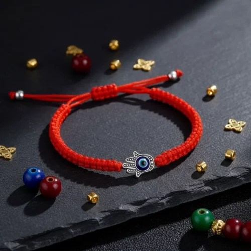 Hamsa Hand Red String Bracelet - Triple Evil Eye Protection Charm