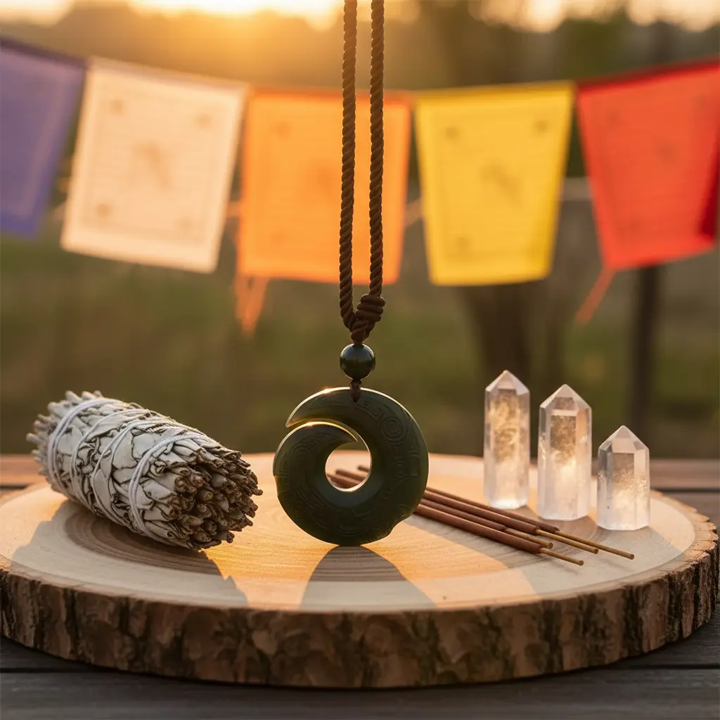 Spiritual Hetian Jade Necklace - Natural Outdoor Lifestyle Photography Spiritual hetian jade necklace natural outdoor lifestyle photography