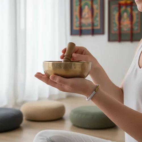Tibetan bracelets with singing bowl meditation