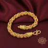 Double Dragon Gold Bracelet - Wealth & Luck