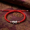 Red String Silver Pixiu Bracelet - Attract Windfall Luck & Wealth