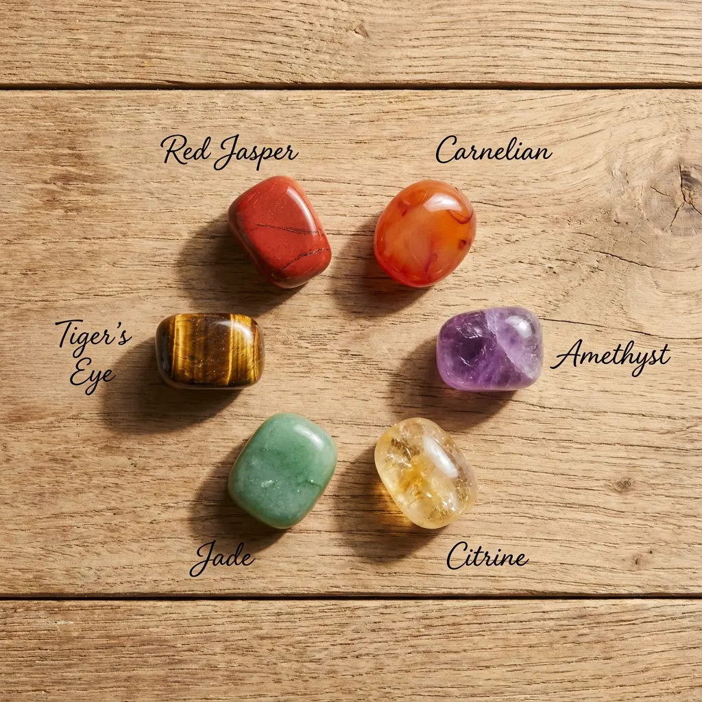 Aries gemstone collection flat lay