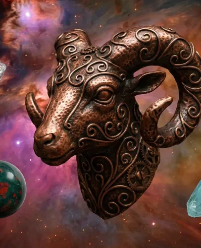 Aries Ram Head with Gemstones Aries ram head with gemstones