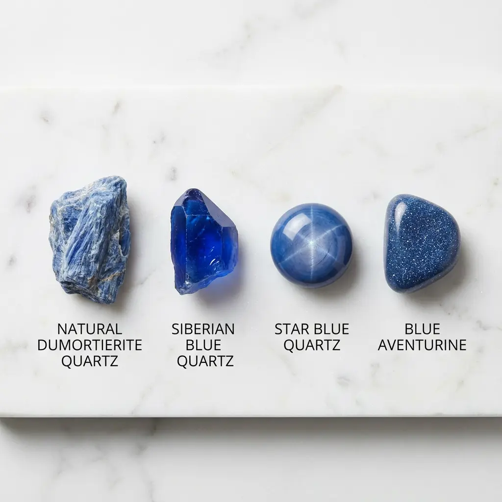 Blue quartz crystal varieties comparison natural vs siberian