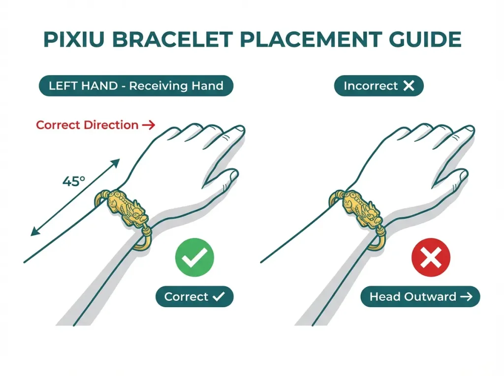 Correct way to wear pixiu bracelet on left wrist