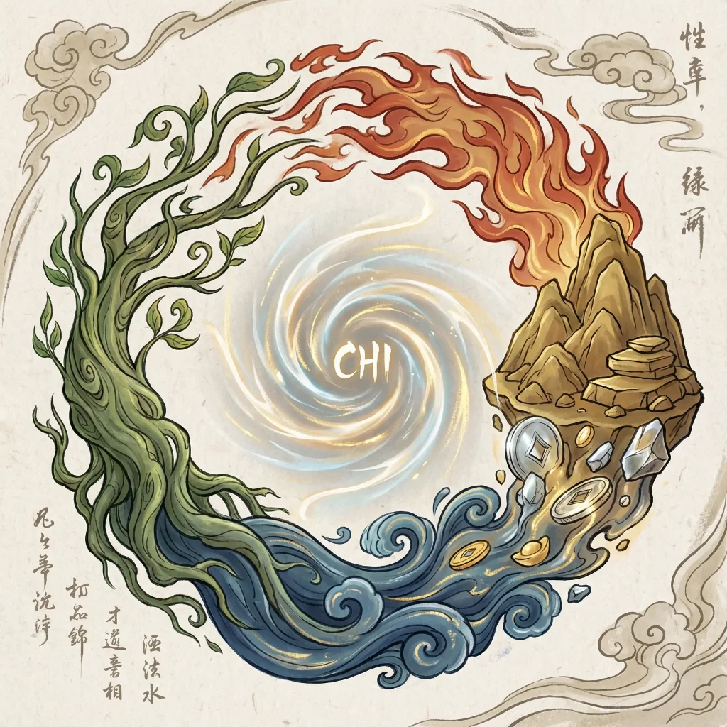 Five elements cycle energy diagram