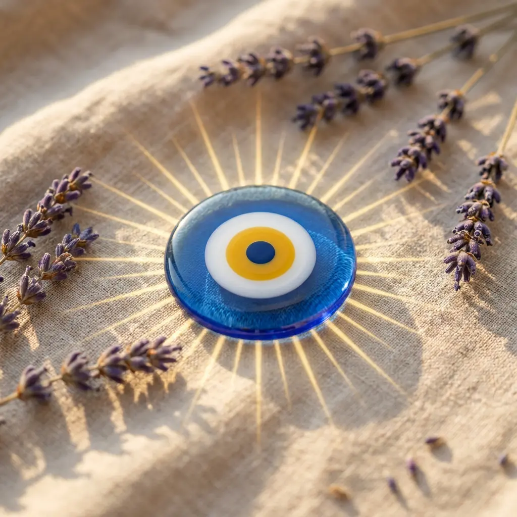 Handcrafted turkish blue nazar evil eye glass bead amulet