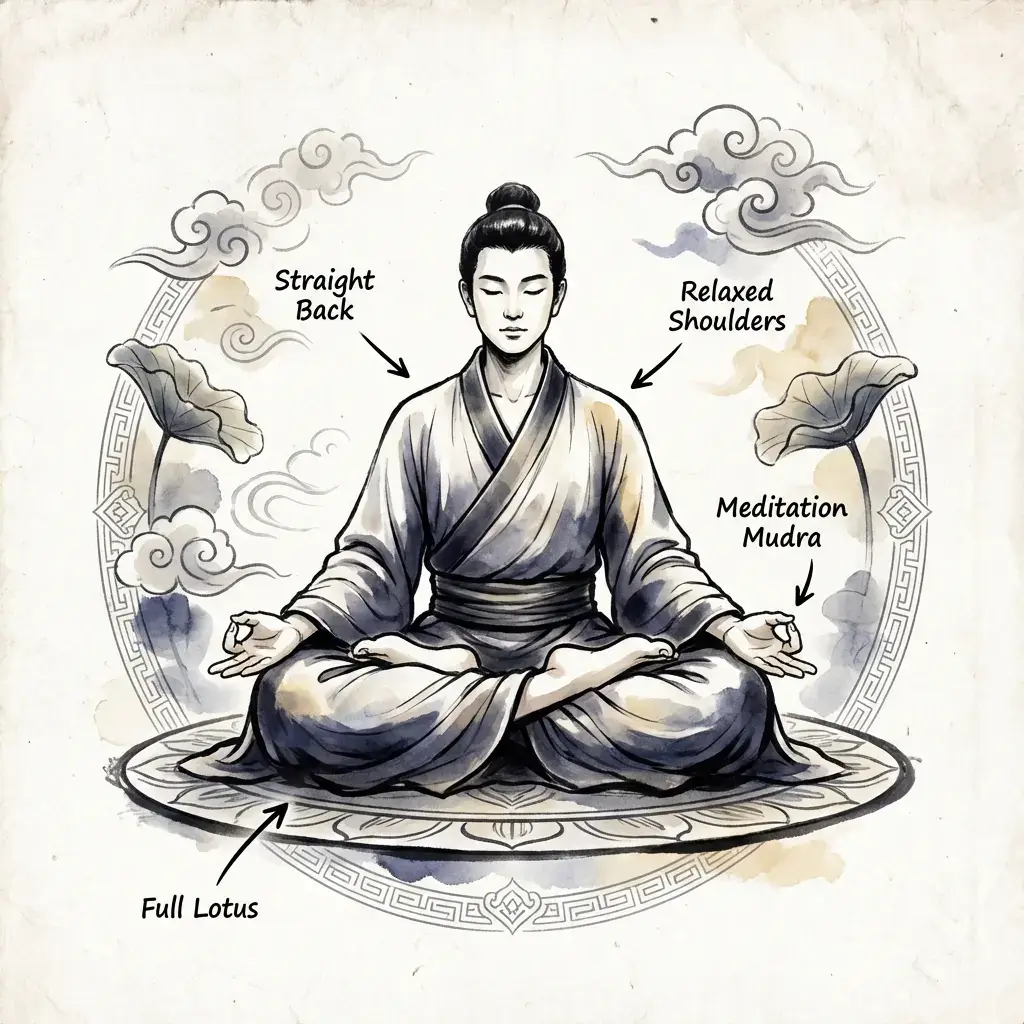 Lotus flower posture demonstration picture