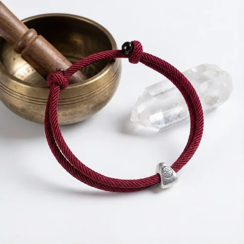 Tibetan fu bracelet with singing bowl and healing crystals