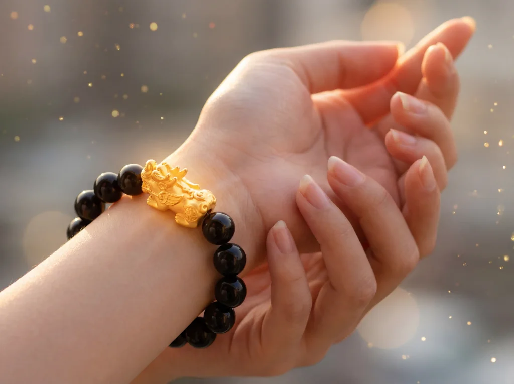 Black obsidian pixiu wealth bracelet