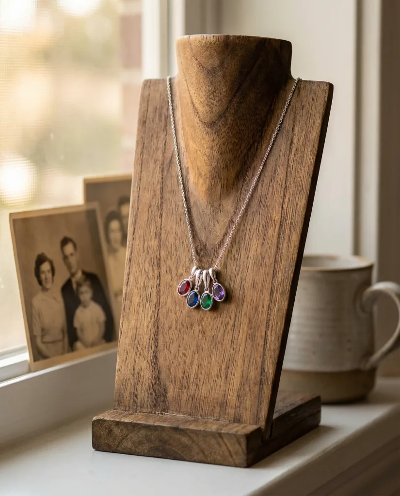 Family birthstone jewelry mothers necklace multiple stones