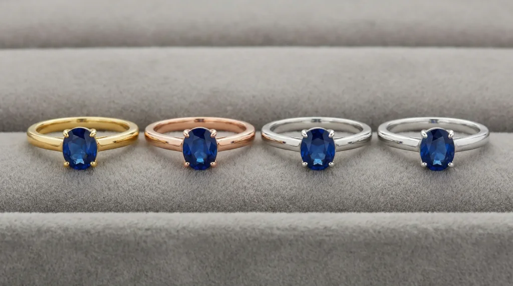 Gold silver metal comparison birthstone rings