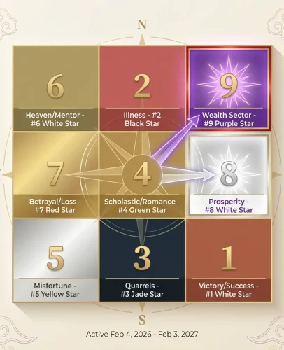 2026 feng shui flying stars wealth sector map