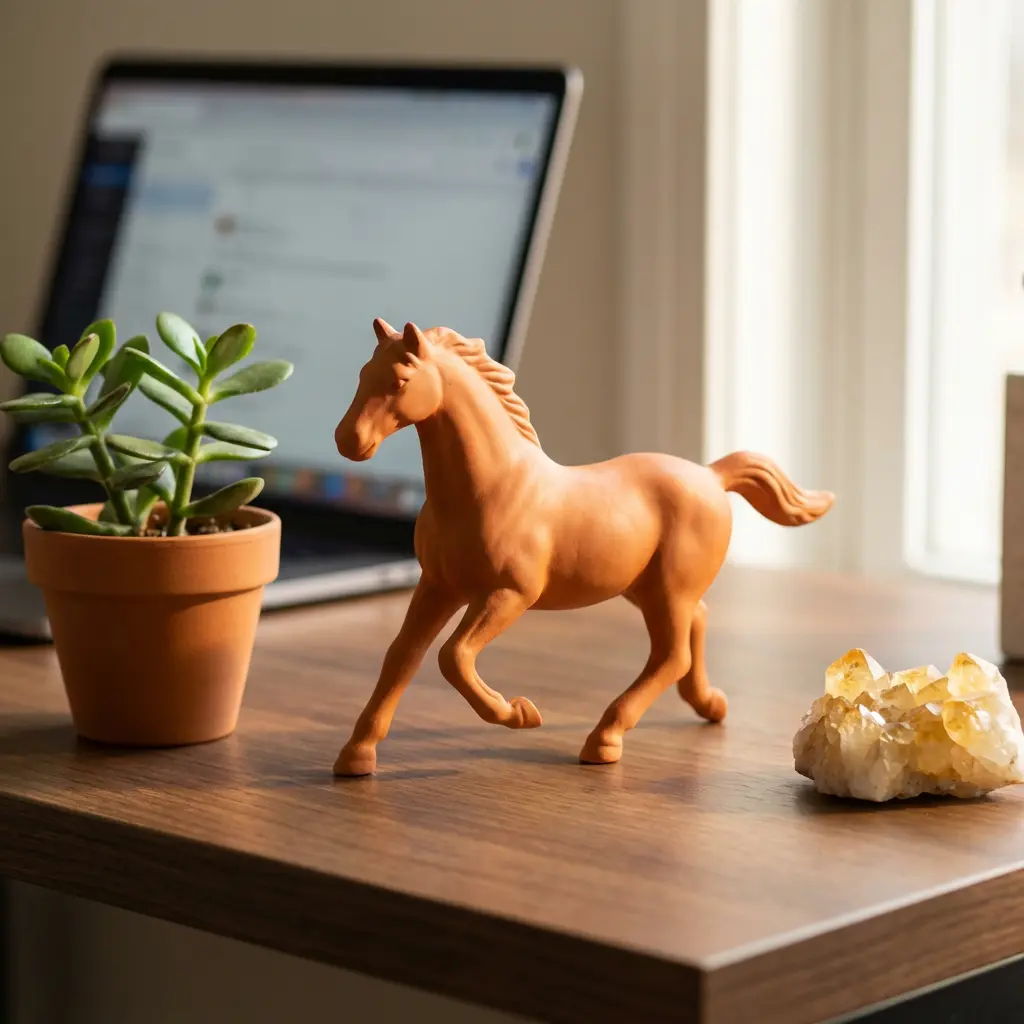 2026 fire horse feng shui statue on office desk