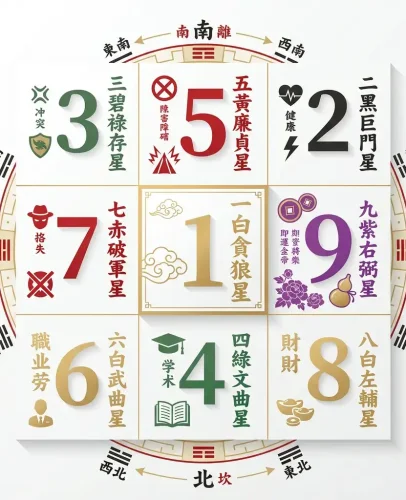 2026 flying star chart nine palace grid layout