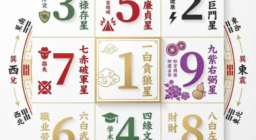 2026 flying star chart nine palace grid layout