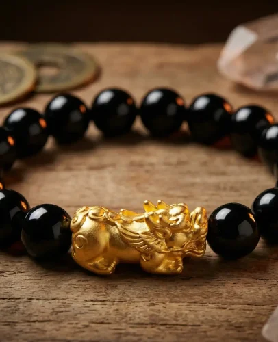 Black obsidian pixiu bracelet product