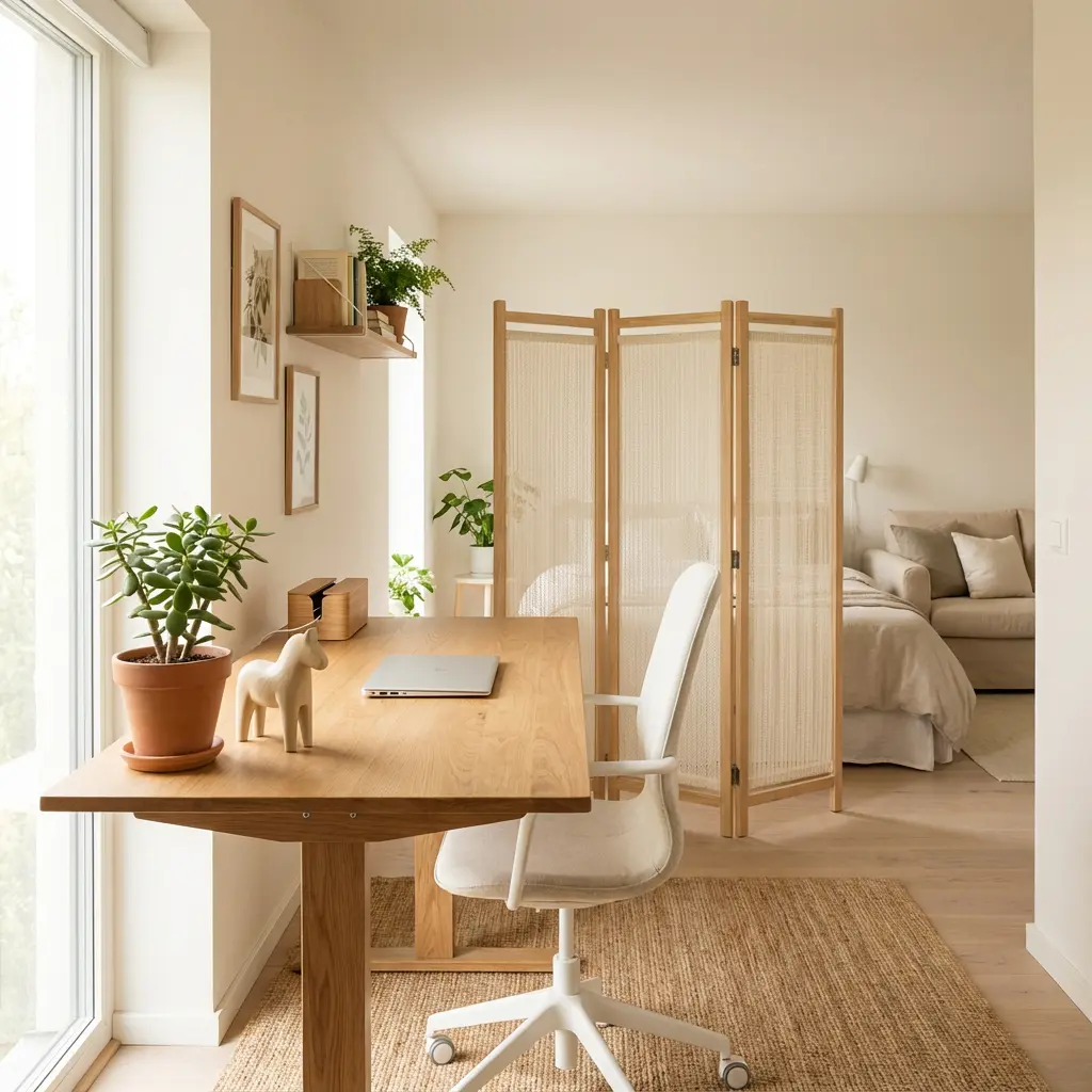 Home office feng shui setup 2026 with separation