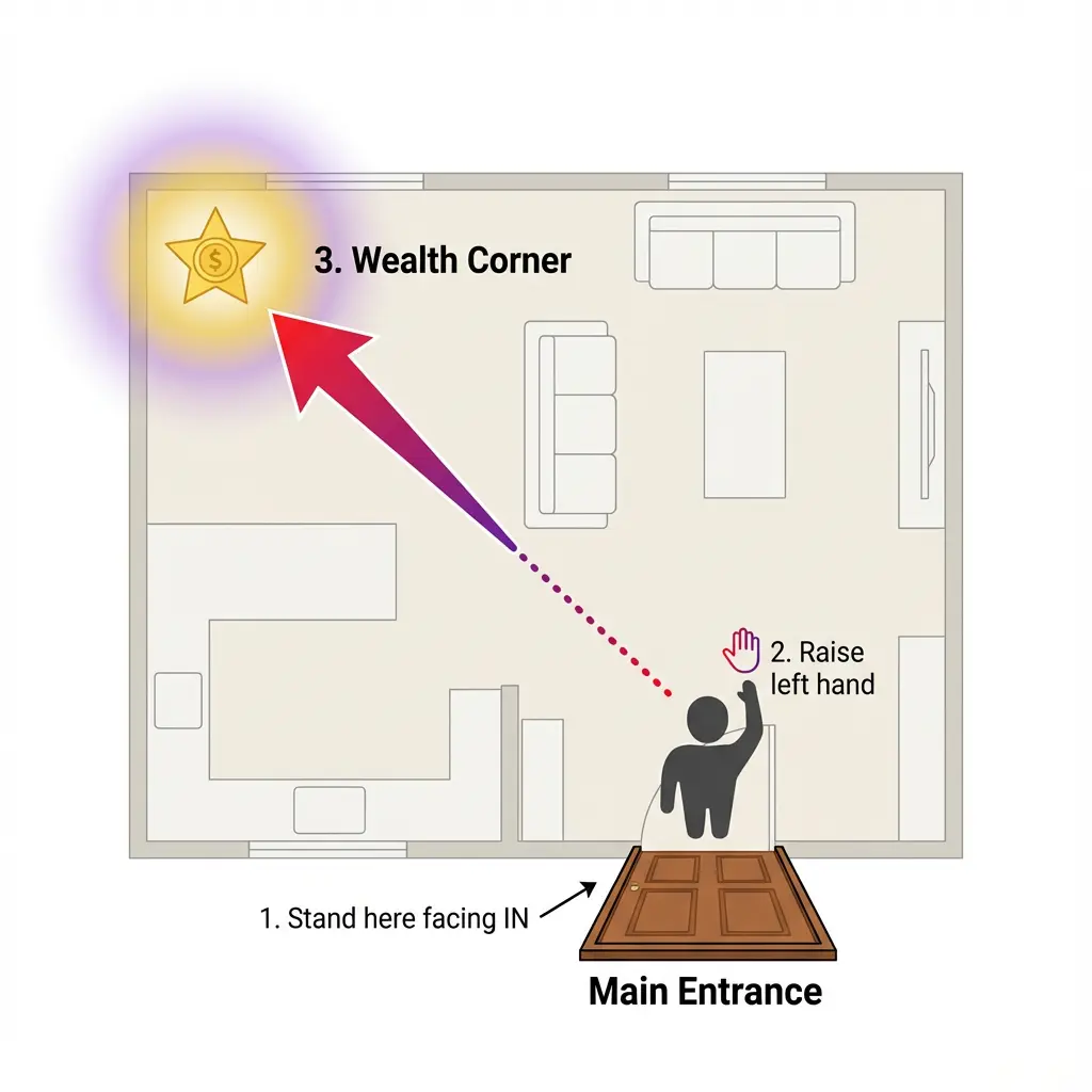 How to find feng shui wealth corner using door method